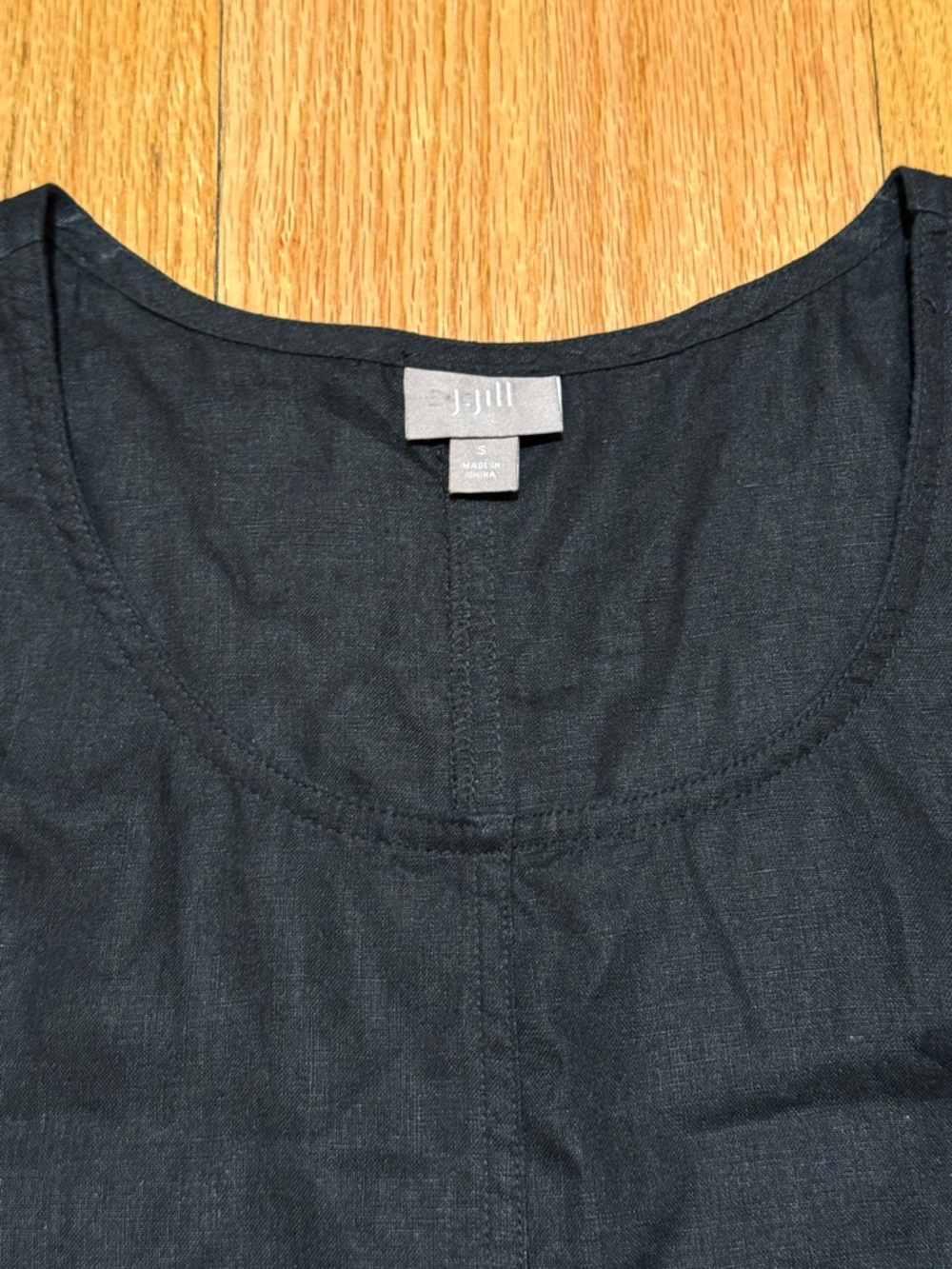 J. Jill Black Sleeveless 100% Linen Shift Mini Dress with Pockets Size Small - Picture 6 of 11